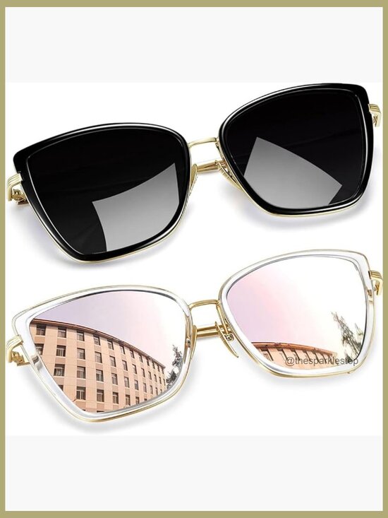 Metal Frame Oversized Cat Eye Sunglasses UV400 Protection main image 7